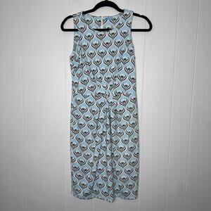 J. McLaughlin Women’s Printed Stretch Sheath Dress Front Pleat Blue Size Small